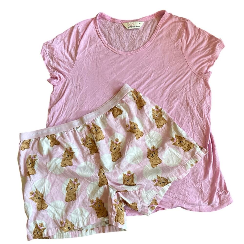 Women’s Peter Alexander Pink Yorkie Lounge Set Pajamas Size Large/XL Australian